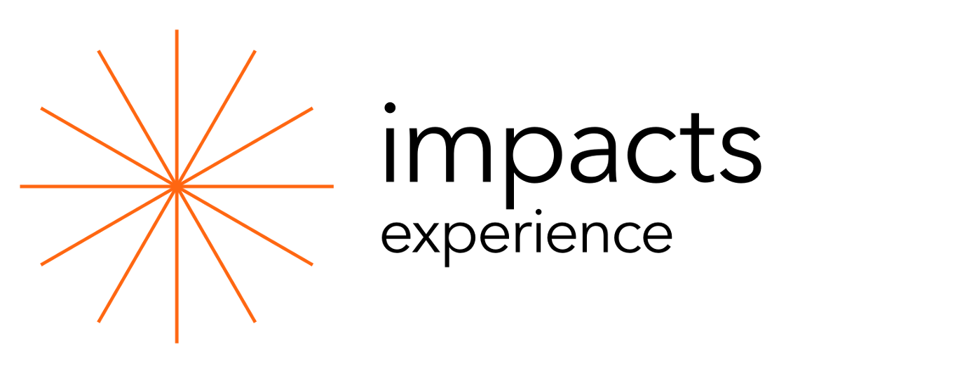 Logo comprised of an orange asterisk and black text reading IMPACTS Experience